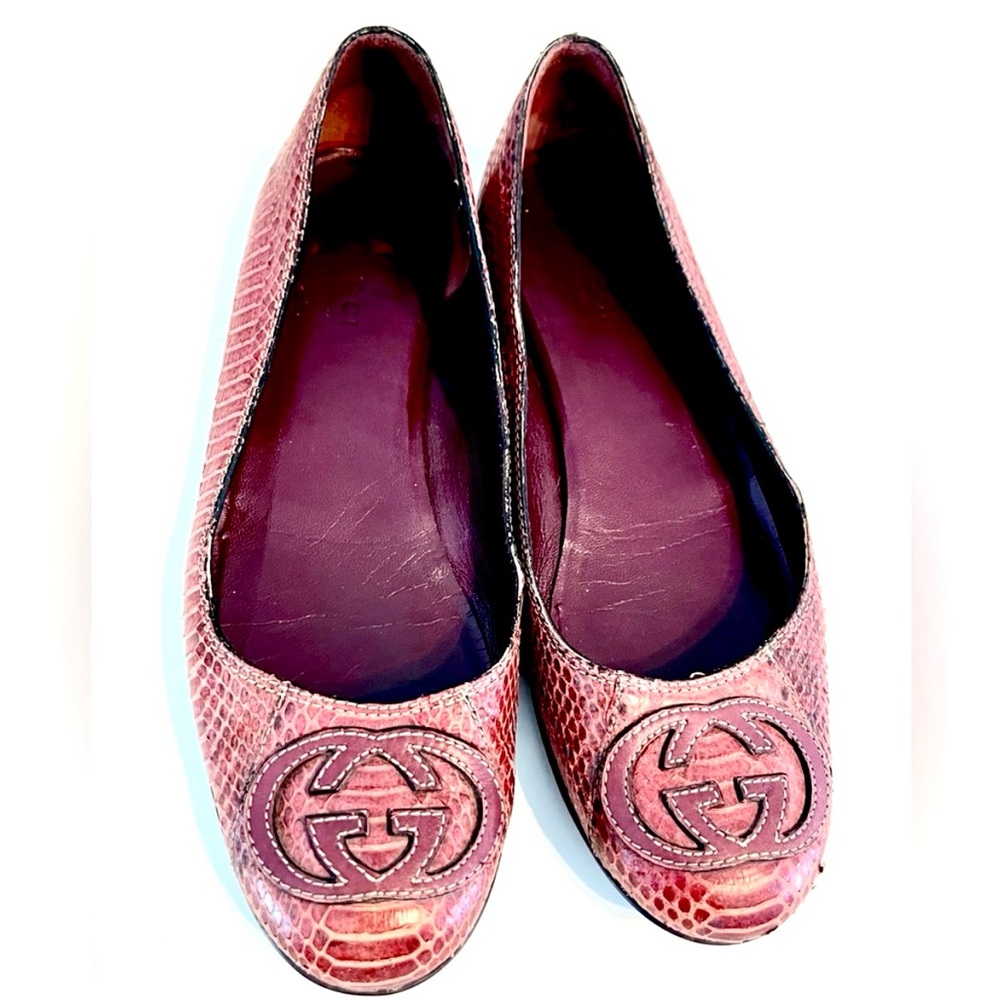 Authentic Gucci Python Ballet Logo Loafers - Picture 6 of 16